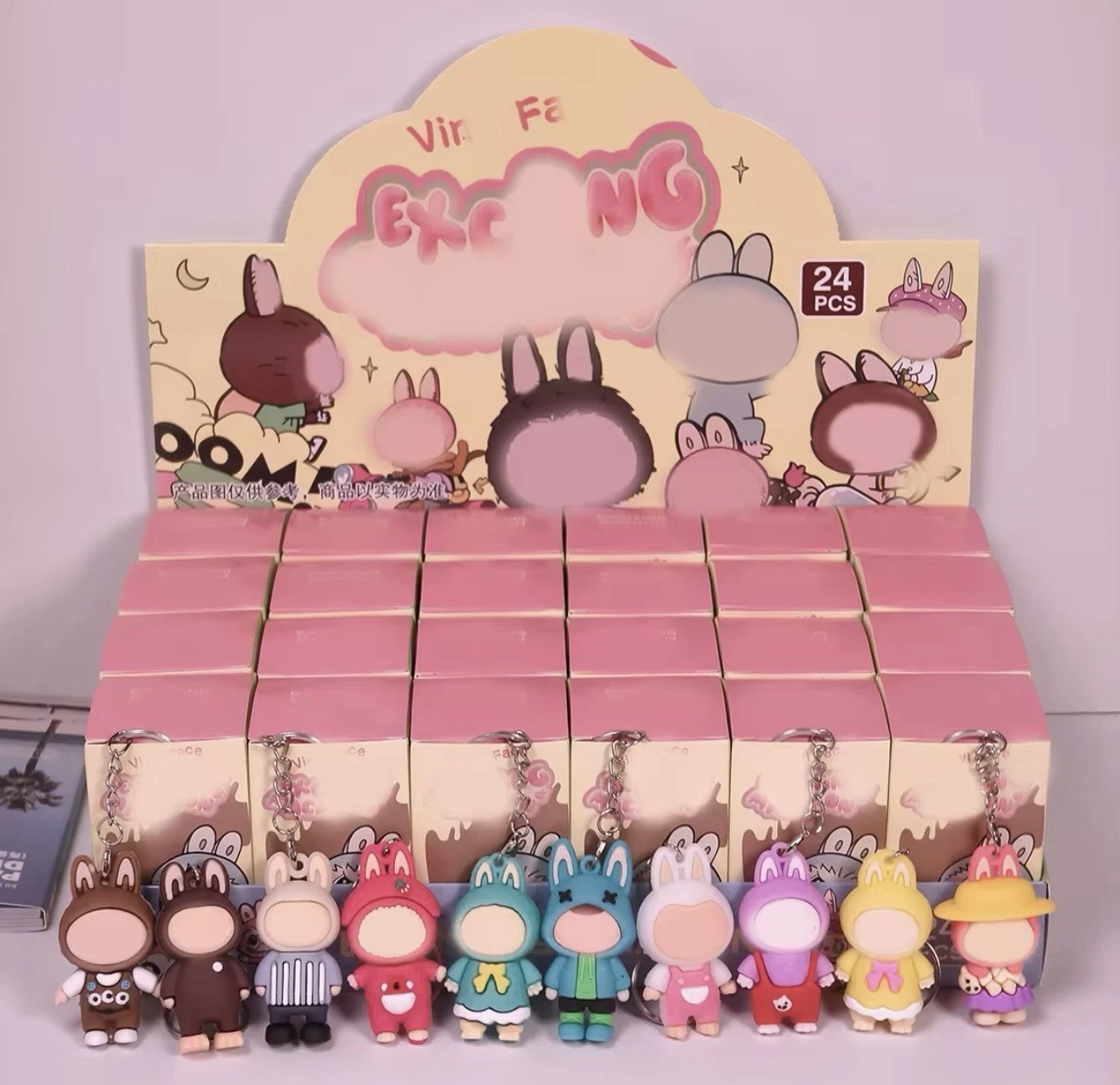 1x Cute Mini Labubu Keychain The Monsters Macron Pendant Backpack Bag Key Gift