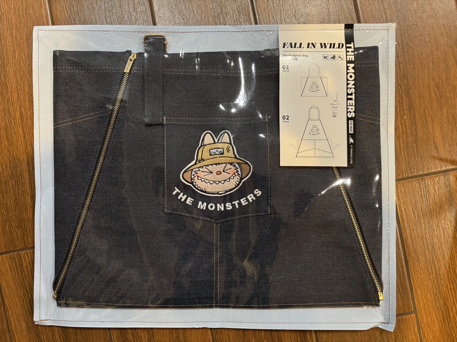 Authentic Pop Mart Labubu The Monsters FALL IN THE WILD Denim Tote Bag/Apron NEW