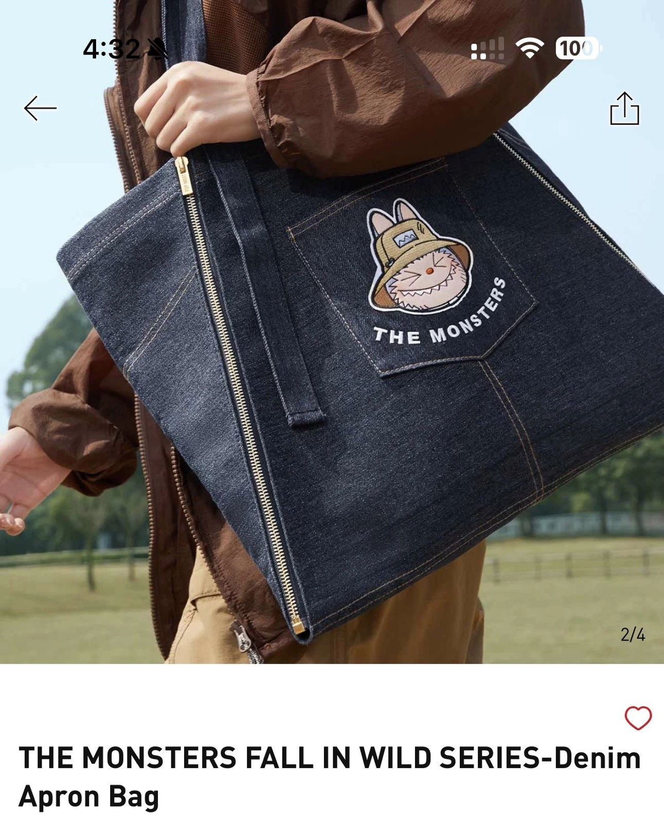 Labubu the Monsters Fall in Wild Denim Apron Bag POPMART