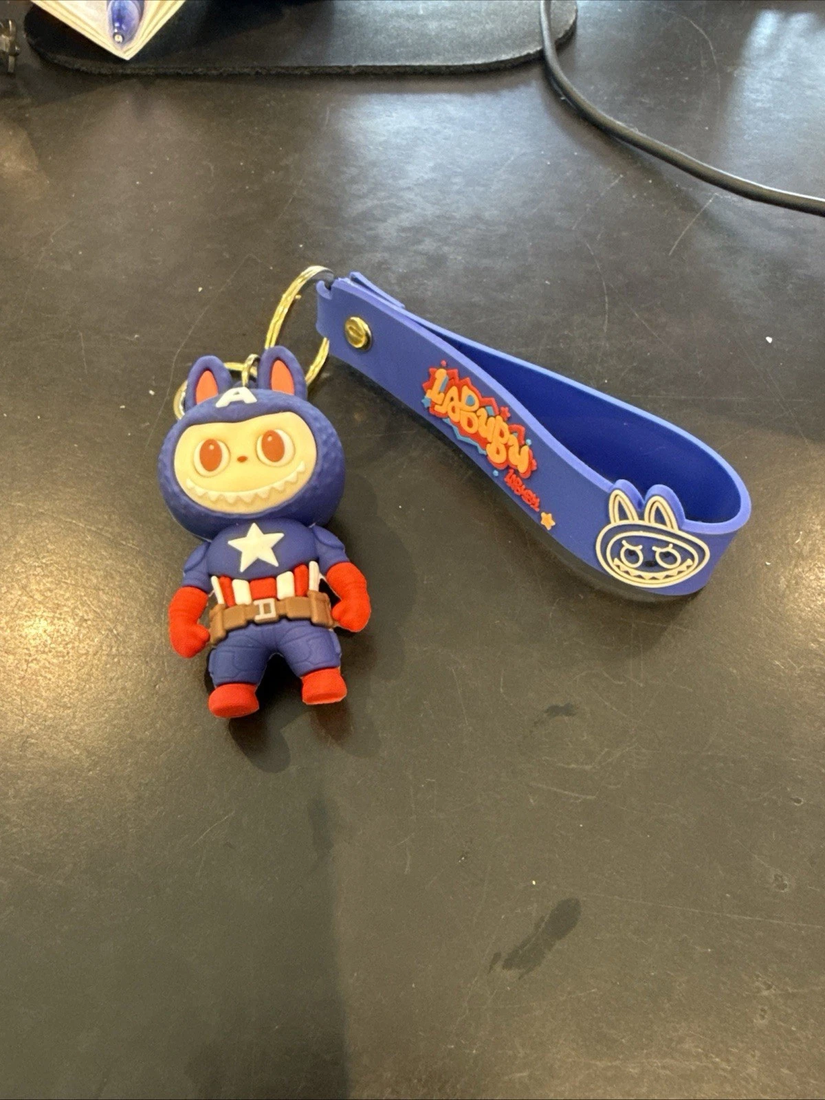 Marvel Labubu Character Captain America Silicone Keyring Bag Charm Gift