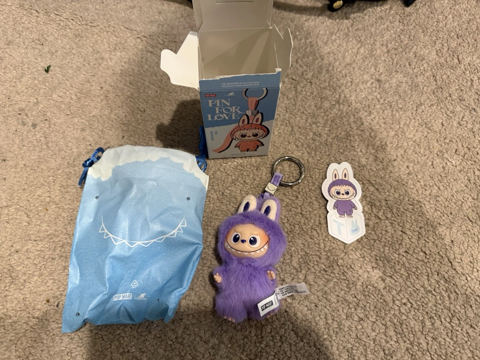 Pop Mart Labubu Pin For Love N-Z Set “T” Purple Keychain Authentic Monster