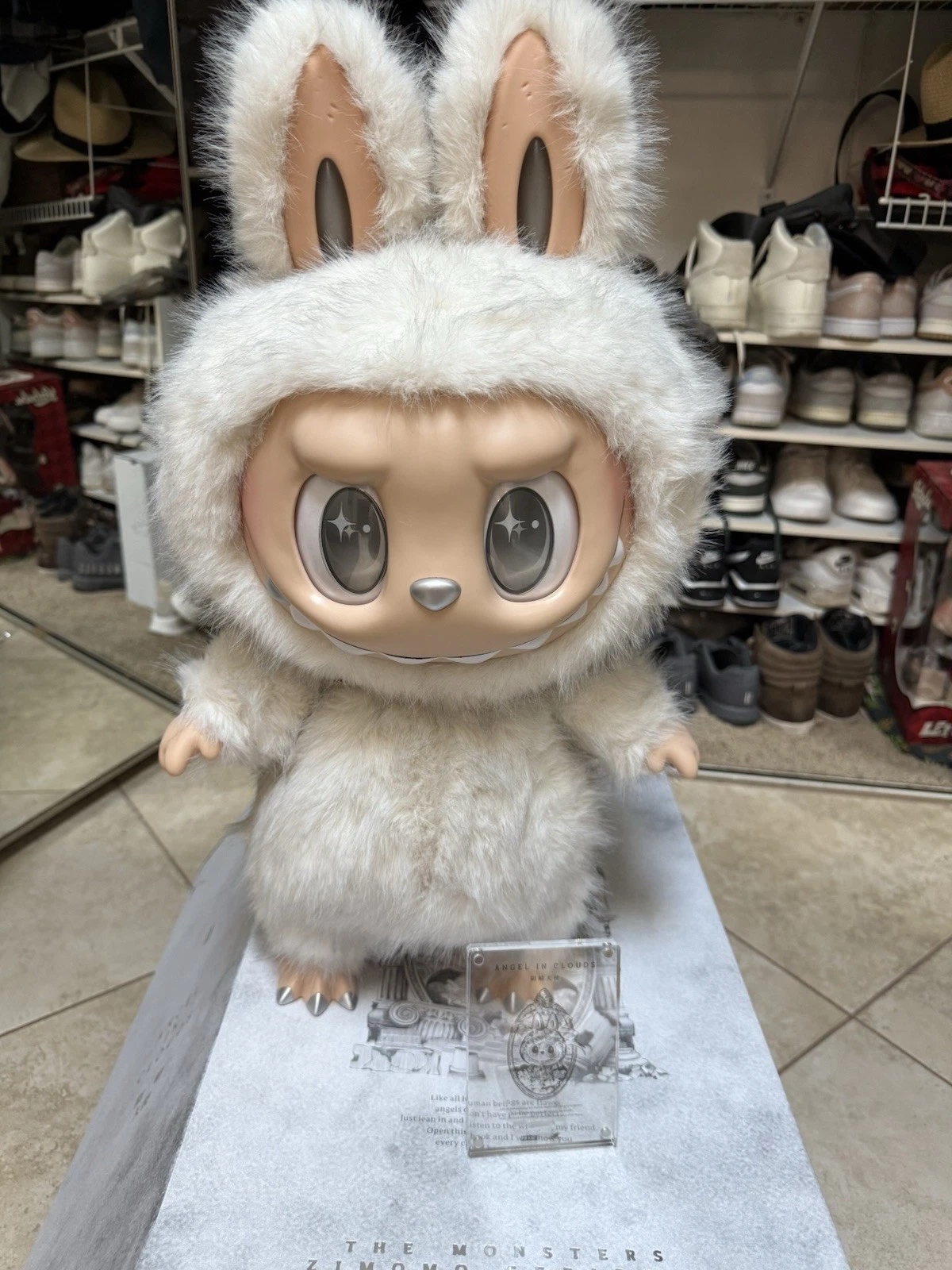 POP MART LABUBU The Monsters Angel In Clouds Vinyl Doll + TOTE BAG US AUTHENTIC