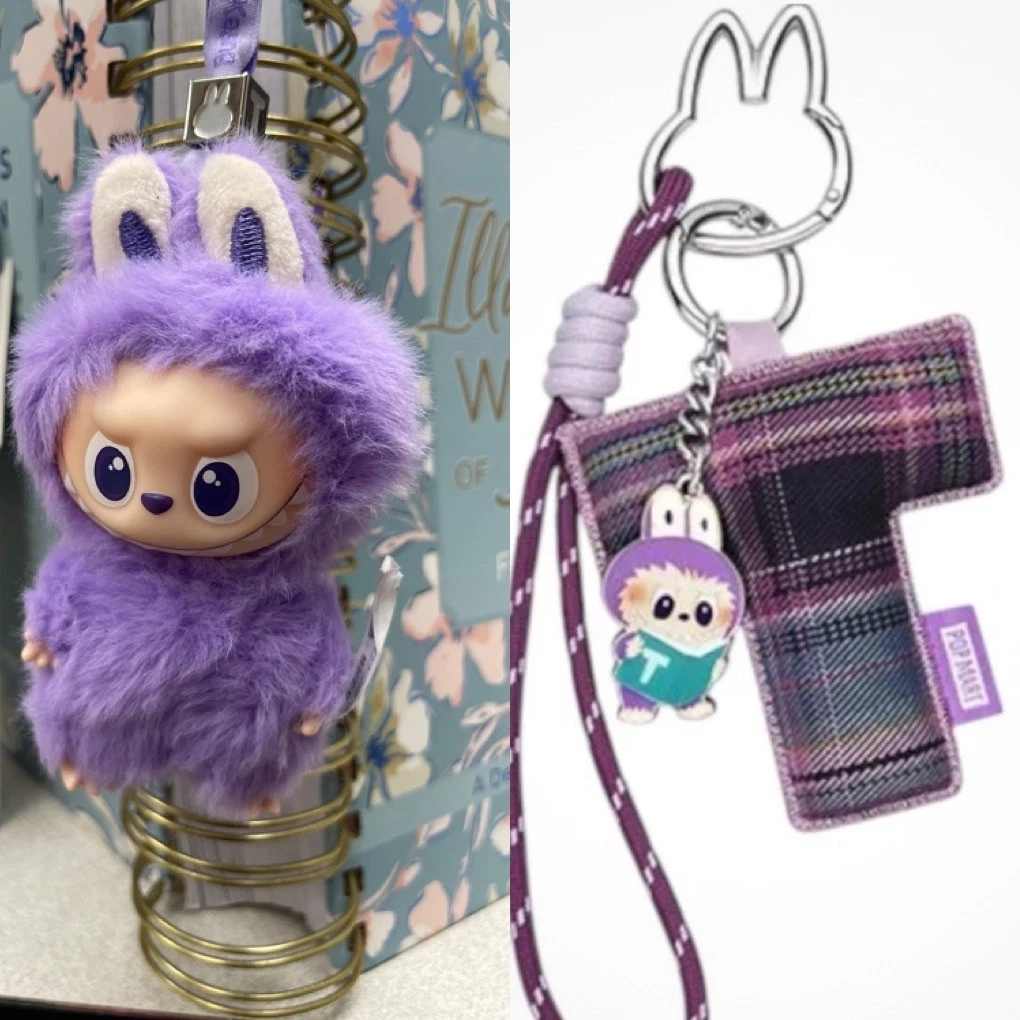 POP MART Labubu V4 The Monsters Pin For Love Alphabet Plush&Keychain- Letter T