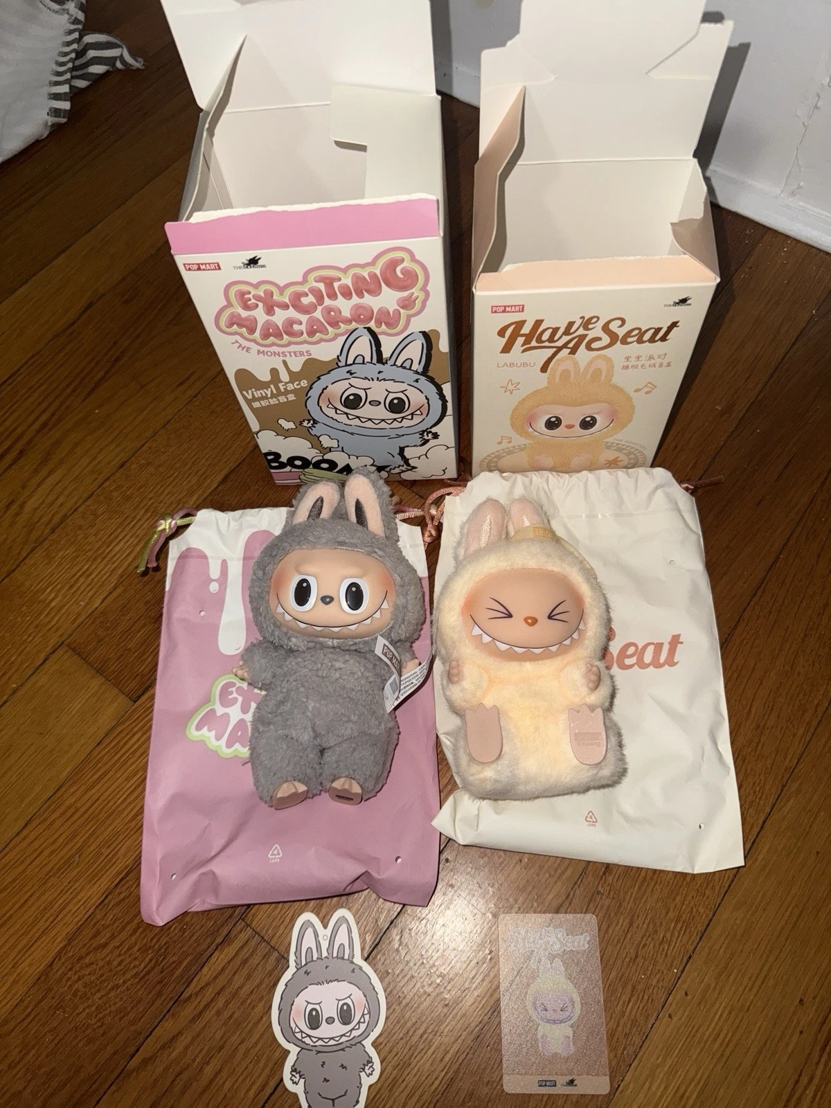 Two AUTHENTIC POP MART LABUBU The Monsters Have A Seat SISI - NEW SEASAME Bean